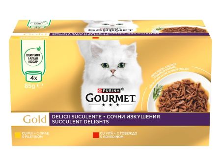 GOURMET Gold Succulent Delights Multipack, s govedinom piletinom u umaku, 4x85g Fashion